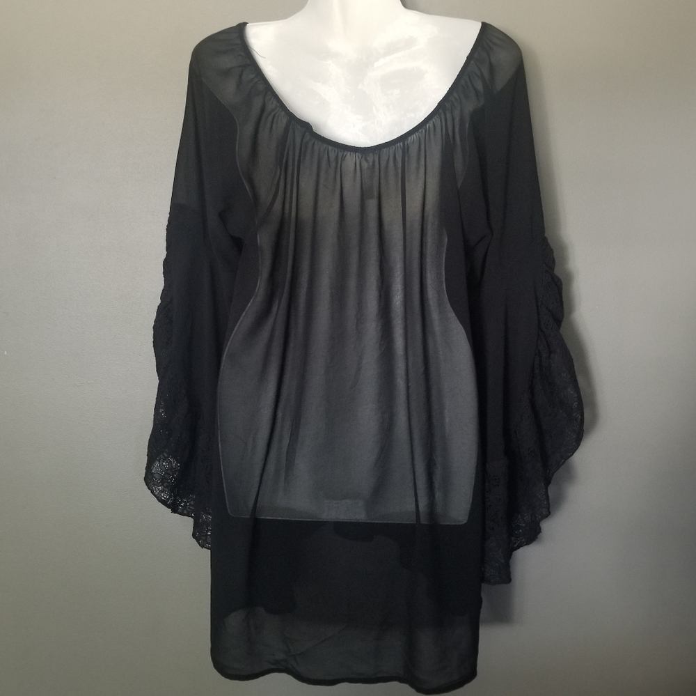 2Tee Couture Bohemian Goth Top M Black - Picture 5 of 9